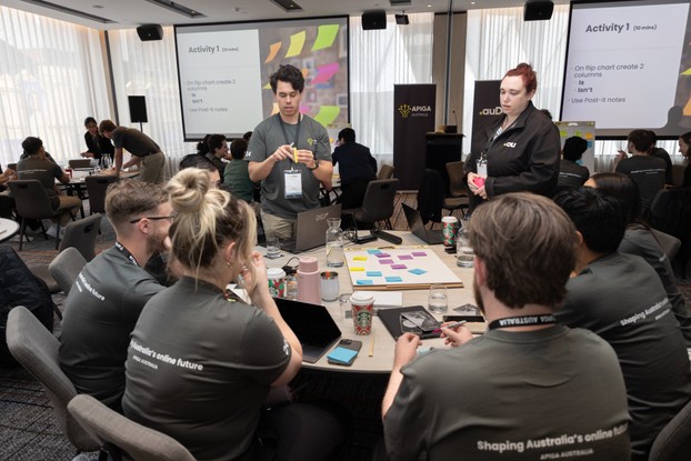 A picture of participants engaged in an activity at the 2024 Asia Pacific Internet Governance Academy Australia